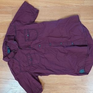 Burnside Boys Large Short Sleeve Button Down Shirt Burgandy